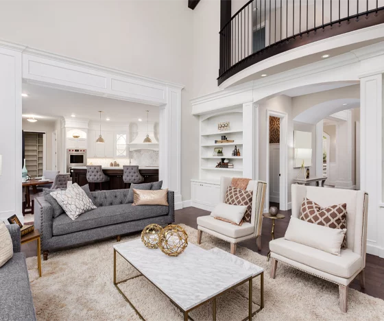 Custom Home Interior Living Room With A Bright Ambience