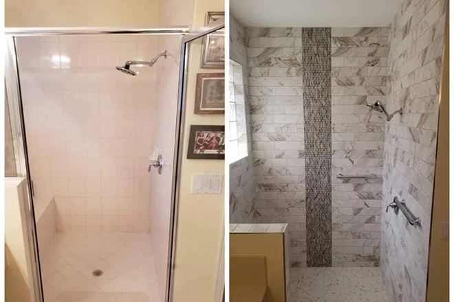 Before and after shower transformation