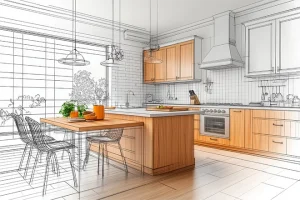 Kitchen coming to life from sketch to reality