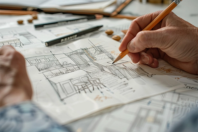 Kitchen remodel planning includes sketching out your ideas